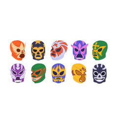 Mexican Luchador Masks Set Mexico Wearing