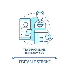 Try Online Therapy App Turquoise Concept Icon