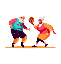 Old Couple Having Healthy Lifestyle Flat Cartoon