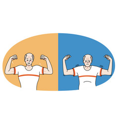 Old Man Before And After Physical Activity