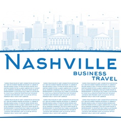 Outline Nashville Skyline With Blue Buildings