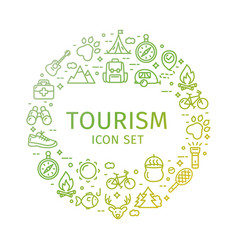 Tourism Round Design Template Thin Line Icon