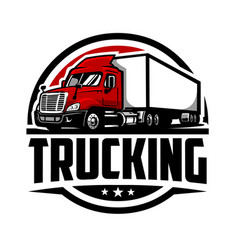 Trucking 18 Wheeler Circle Emblem Logo