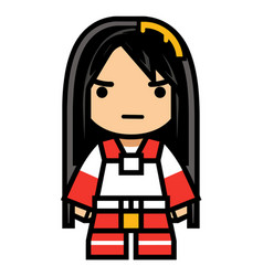 Asian Female Warrior In Red And White Armor