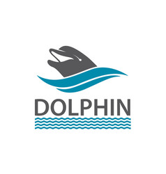 Dolphin Emblem With Sea Waves