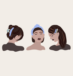 Three Young Women With Various Hair Styles