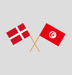 Crossed Flags Of Tunisia And Denmark