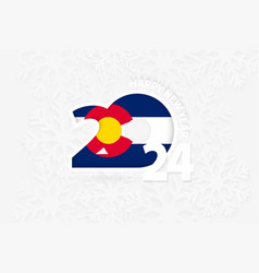 New Year 2024 For Colorado On Snowflake Background