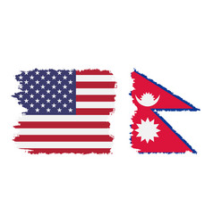 Nepal And Usa Grunge Flags Connection