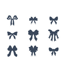 Silhouettes Of Ribbon Bows Set