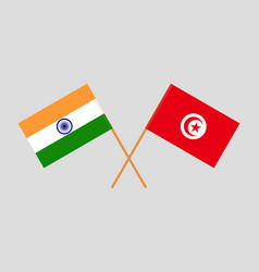 Crossed Flags Of Tunisia And India