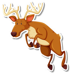 Deer Leaping Cartoon Character Sticker