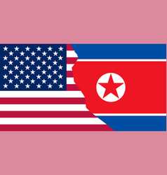 Flags North Korea And Usa In Superimposition