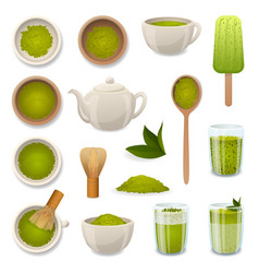 Matcha Tea Icon Cartoon Coffee Powder