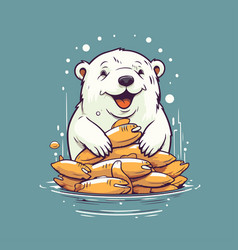 Polar Bear Sitting On A Pile Of Bread