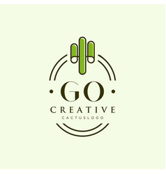 Go Initial Letter Green Cactus Logo