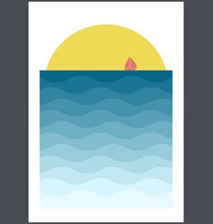 Waves And Ship Nursery Poster Cute