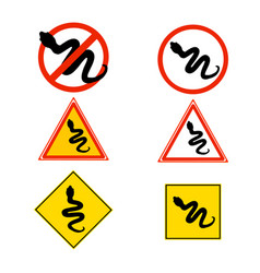 Set Of Warning Sign With Snake