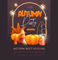 Autumn Seasonal Party Poster With 3d Pumpkin