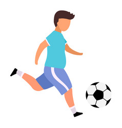 Boy Playing Football Flat Obese Teenager Doing