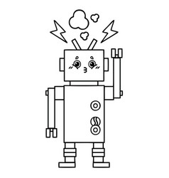 Line Drawing Cartoon Robot Malfunction