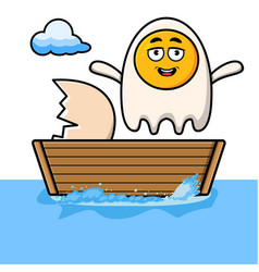 Cute Cartoon Fried Eggs Get On Boat