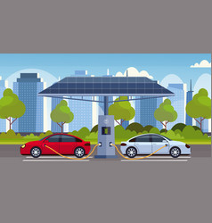 Electric Car Infographic Set Royalty Free Vector Image