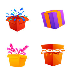 Surprise Box Icons Set Cartoon Open Gift