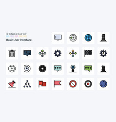 25 Basic Line Filled Style Icon Pack