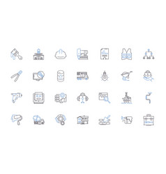 Construction Sector Line Icons Collection