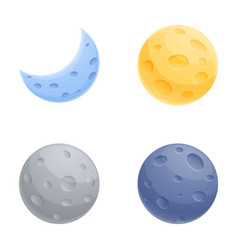 Moon Phase Icons Set Cartoon Different