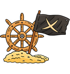 Pirate Helm With An X Flag Cartoon Colored Clipart