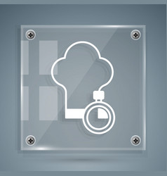 White Chef Hat Icon Isolated On Grey Background