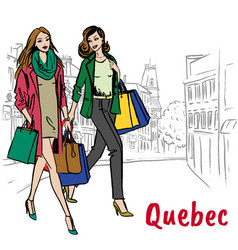 Women With Shopping Bags Walking On St Jean Street