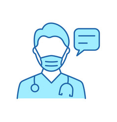 Doctor In Mask With Speech Bubble Consultation