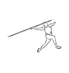 Hand Sketch Athlete Throwing A Javelin