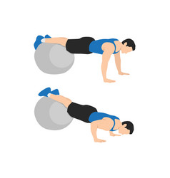 Man Doing Stability Swiss Ball Push Up Exercise