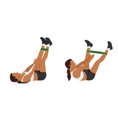 Woman Doing Band Leg Abduction Crunch Exercise