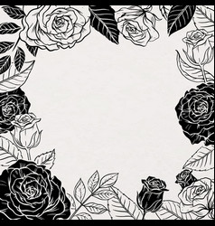 Vintage Rose Frame Background Flower In Black