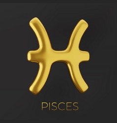 3d Golden Zodiac Sign Pisces On A Dark Background