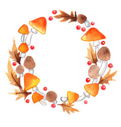 Orange Mushroom Oak Leaf And Berry Wreath