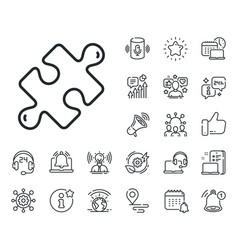 Puzzle Line Icon Jigsaw Piece Sign Place