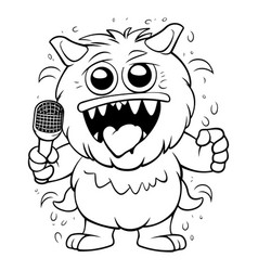 Black And White Cartoon Of Funny Cat Mascot