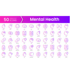 Set Of Mental Health Icons Gradient Style Icon