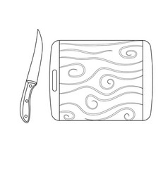 Chopping Board And Knife Outline Icon On White