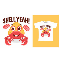 Cute Hermit Crab T-shirt Design Concept