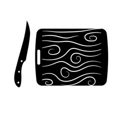 Chopping Board And Knife Silhouette Black