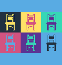 Pop Art Chair Icon Isolated On Color Background