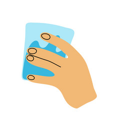 Human Hand Holding Glass Of Water Clipart In Flat