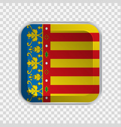 Flag Of Valencia Of Spain On Square Button